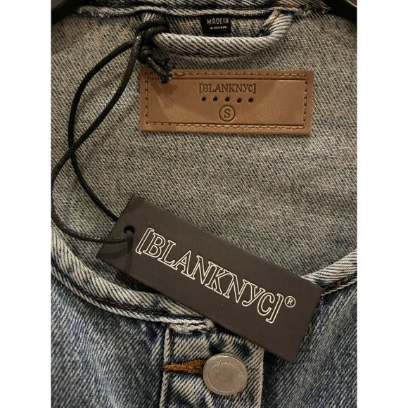 Blanknyc Womens Distressed Denim Jacket Button Front Cropped Style S - Picture 5 of 8